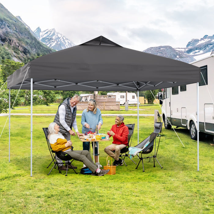 Gazebo pieghevole per patio all'aperto con blocco centrale, Gazebo pop-up da 295 x 295 cm Grigio-Gazebo