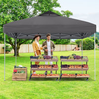 Gazebo pieghevole per patio all'aperto con blocco centrale, Gazebo pop-up da 295 x 295 cm Grigio-Gazebo