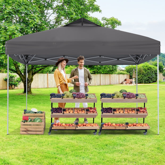 Gazebo pieghevole per patio all'aperto con blocco centrale, Gazebo pop-up da 295 x 295 cm Grigio-Gazebo