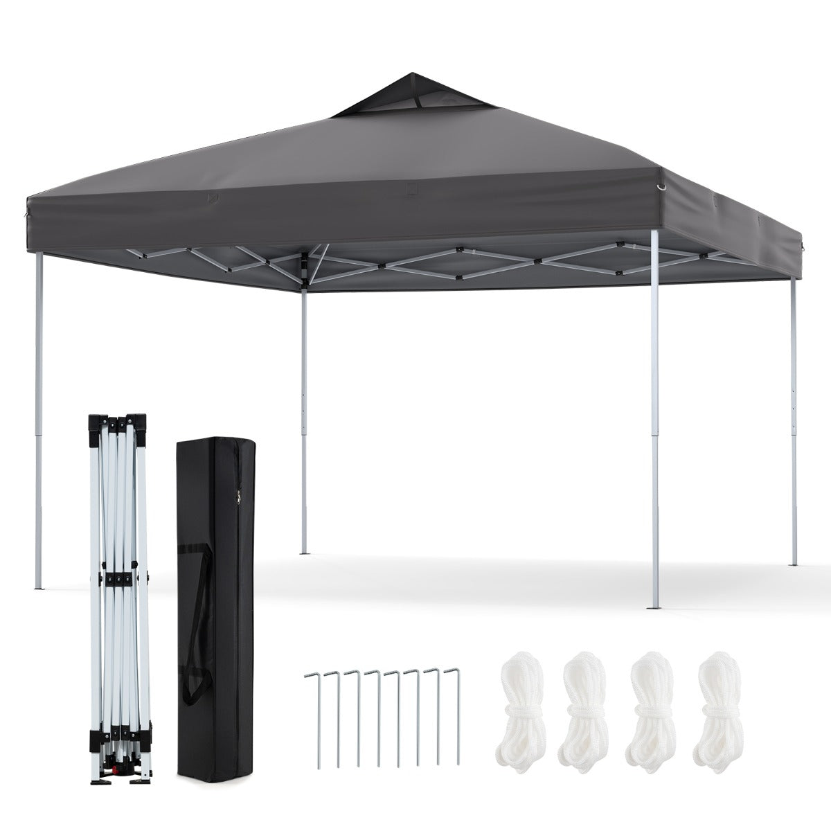 Gazebo pieghevole per patio all'aperto con blocco centrale, Gazebo pop-up da 295 x 295 cm Grigio-Gazebo