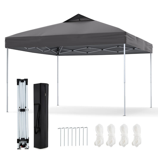 Gazebo pieghevole per patio all'aperto con blocco centrale, Gazebo pop-up da 295 x 295 cm Grigio-Gazebo