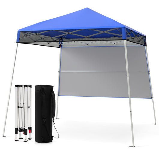 Gazebo pieghevole per esterni con gambe inclinabili regolabili per feste, Tenda a baldacchino pop-up 180 x 180 cm Blu-Tende parasole