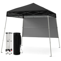 Gazebo pieghevole per esterni con gambe inclinabili regolabili per feste, Tenda a baldacchino pop-up 180 x 180 cm Nero-Tende parasole