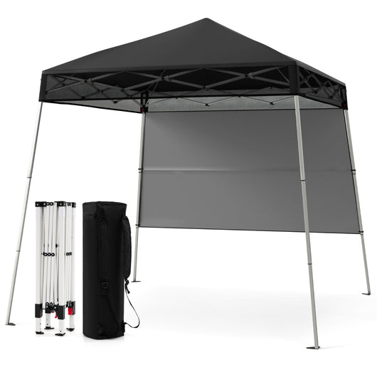 Gazebo pieghevole per esterni con gambe inclinabili regolabili per feste, Tenda a baldacchino pop-up 180 x 180 cm Nero-Tende parasole
