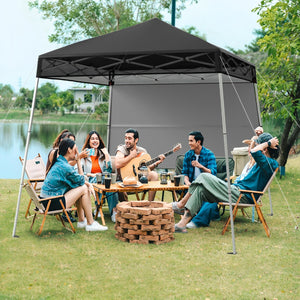 Gazebo pieghevole per esterni con gambe inclinabili regolabili per feste, Tenda a baldacchino pop-up 180 x 180 cm Nero-Tende parasole