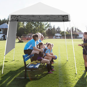 Gazebo pieghevole per esterni con gambe inclinabili regolabili per feste, Tenda a baldacchino pop-up 180 x 180 cm Bianco-Tende parasole