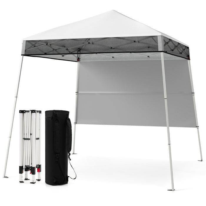 Gazebo pieghevole per esterni con gambe inclinabili regolabili per feste, Tenda a baldacchino pop-up 180 x 180 cm Bianco-Tende parasole