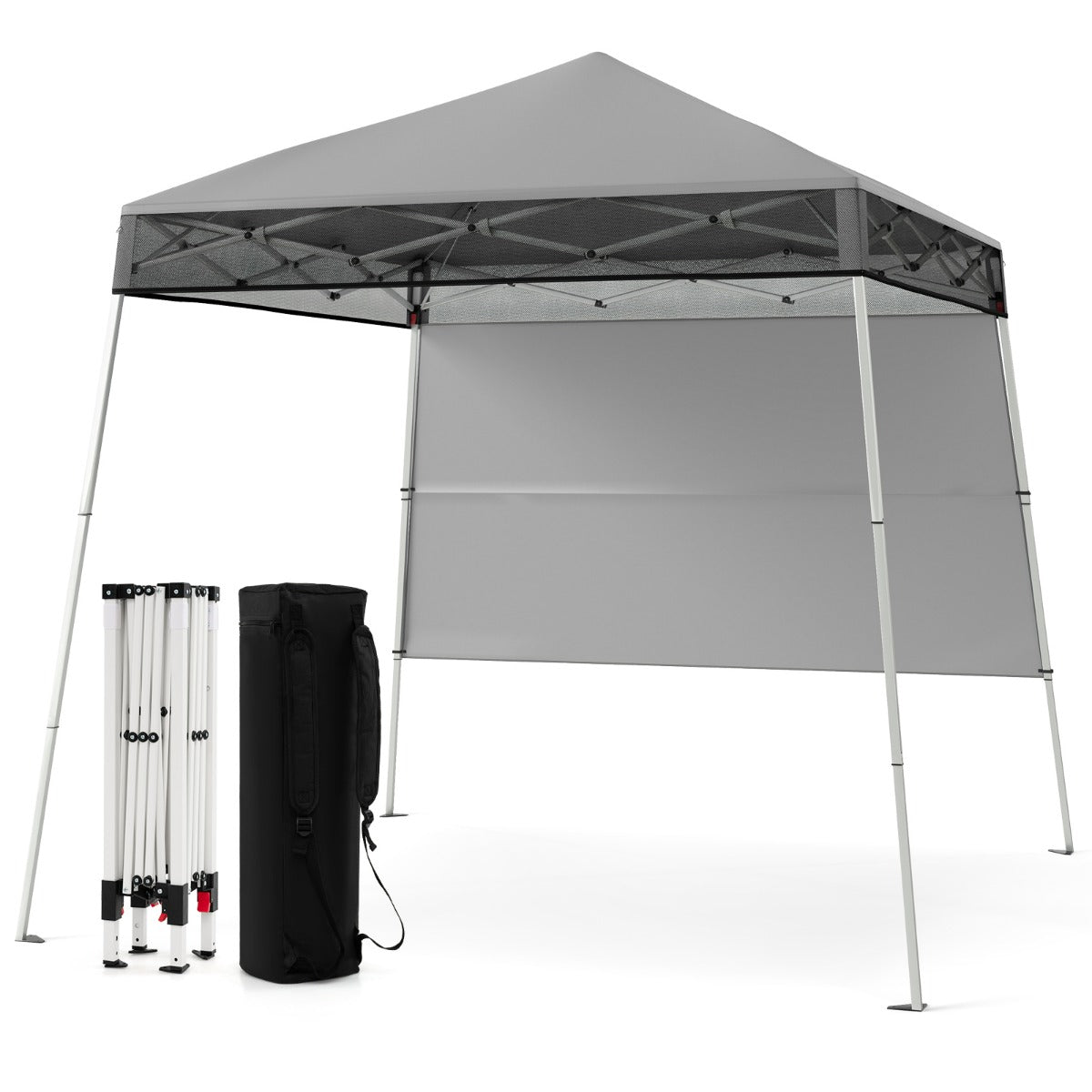 Gazebo pieghevole per esterni con gambe inclinabili regolabili per feste, Tenda a baldacchino pop-up 180 x 180 cm Grigio-Tende parasole