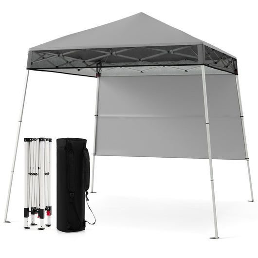 Gazebo pieghevole per esterni con gambe inclinabili regolabili per feste, Tenda a baldacchino pop-up 180 x 180 cm Grigio-Tende parasole