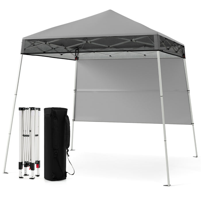 Gazebo pieghevole per esterni con gambe inclinabili regolabili per feste, Tenda a baldacchino pop-up 180 x 180 cm Grigio-Tende parasole