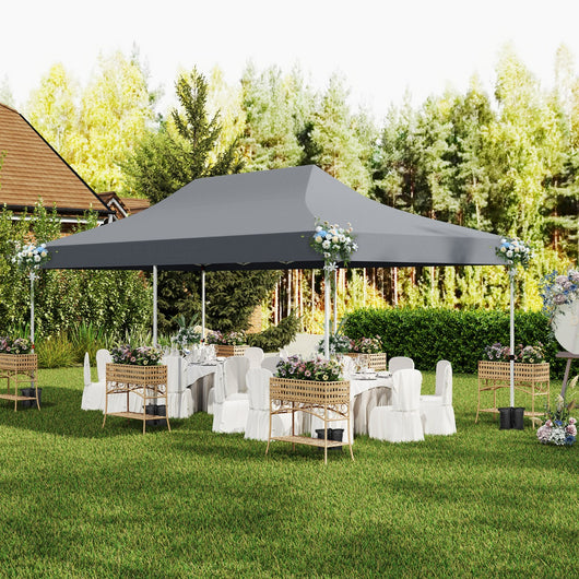 Gazebo pop-up con 6 pareti laterali e ingressi con cerniera, Gazebo istantaneo portatile per festa e picnic 3 x 6 m Grigio-Gazebo
