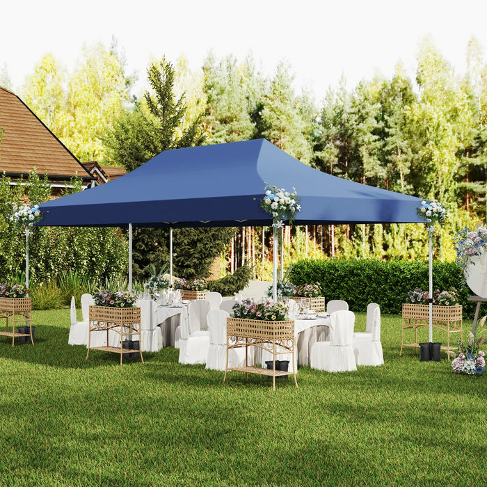 Gazebo pop-up con 6 pareti laterali e ingressi con cerniera, Gazebo istantaneo portatile per festa e picnic 3 x 6 m Blu-Gazebo