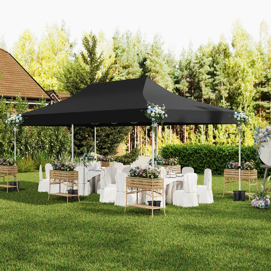 Gazebo pop-up con 6 pareti laterali e ingressi con cerniera, Gazebo istantaneo portatile per festa e picnic 3 x 6 m Nero-Gazebo