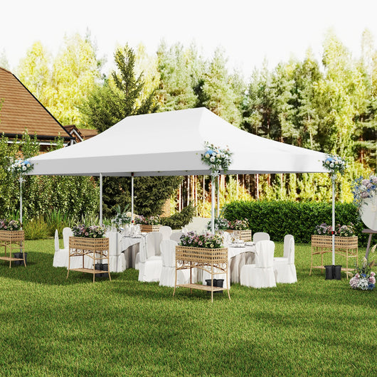 Gazebo pop-up con 6 pareti laterali e ingressi con cerniera, Gazebo istantaneo portatile per festa e picnic 3 x 6 m Bianco-Gazebo