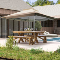 Gazebo pop-up 358x358cm con cima ventilata borsa da trasporto con ruote, Tenda gazebo istantanea per patio Marrone-Gazebo