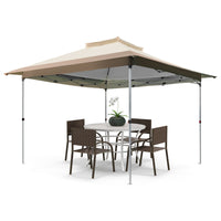 Gazebo pop-up 358x358cm con cima ventilata borsa da trasporto con ruote, Tenda gazebo istantanea per patio Marrone-Gazebo