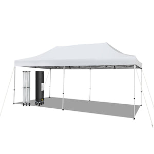 Gazebo regolabile e pieghevole 6x3M con ruote e borsa portatile, Tenda impermeabile per feste e campeggi Bianco-Gazebo