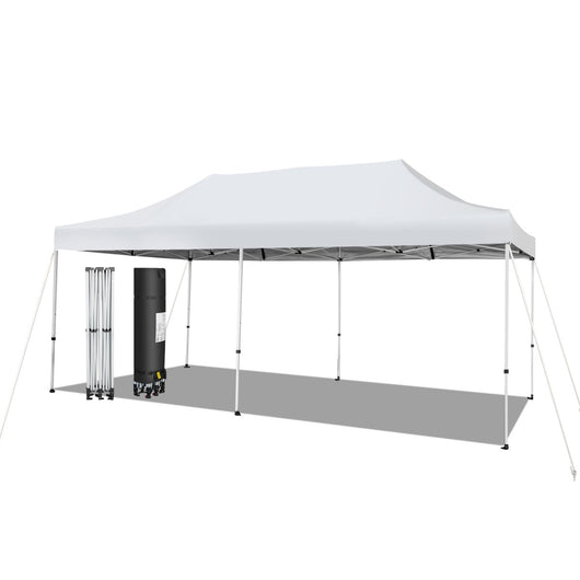Gazebo regolabile e pieghevole 6x3M con ruote e borsa portatile, Tenda impermeabile per feste e campeggi Bianco-Gazebo