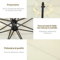 Ombrellone Decentrato da Giardino con Base a Croce Inclusa, in Metallo e Poliestere, 3x2.5 m, Beige