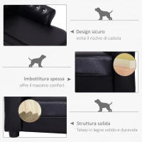 Divano Chaise Longue Elegante Imbottito Portata 10kg Animali Domestici 82.5 × 45 × 41.5cm Nero