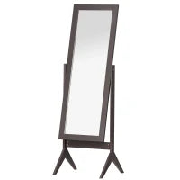 Specchio da Terra Grande con Inclinazione Regolabile per Camera da Letto, 47L x 46l x 148H cm, in Legno, Marrone Scuro