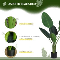 Pianta Artificiale Uccello del Paradiso Alta 120cm con Vaso per Interni ed Esterni