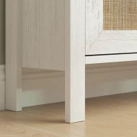 Mobile Scarpiera con 3 Ante Ribaltabili, Effetto Intreccio Rattan, in Legno, Bianco