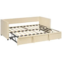 Struttura per Divano Letto 2 in 1, Divano 2 Posti e Letto Matrimoniale, Due Materassi Compatibili da 90 x 190 cm, Crema