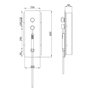 Wall kit a parete da incasso a muro acciaio inox + soffione doccia a parete acciaio inox punta quadrata con cascata