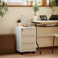 Mobile per ufficio con cassetti e serratura, mobile archiviazione ufficio su ruote, 40 x 40 x 63,5 cm, rovere