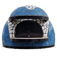 Forno a legna artigianale rivestimento mosaico bianco azzurro pizza linea wave *** misura Ø 80 cm, confezione 1