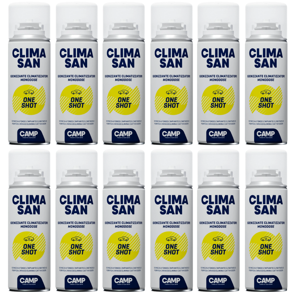 Igienizzante monodose climasan one shot spray per climatizzatori abitacoli auto camper 200ml 12 pezzi