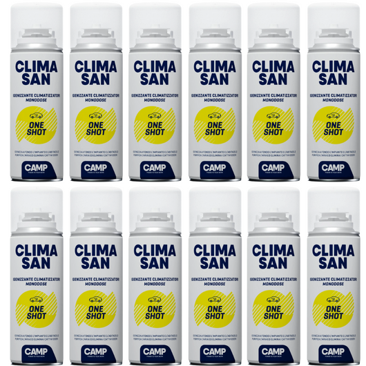 Igienizzante monodose climasan one shot spray per climatizzatori abitacoli auto camper 200ml 12 pezzi
