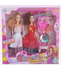 Gemelle Alla Moda Bambole Con Accessori Giocattolo Gioco Bambina         