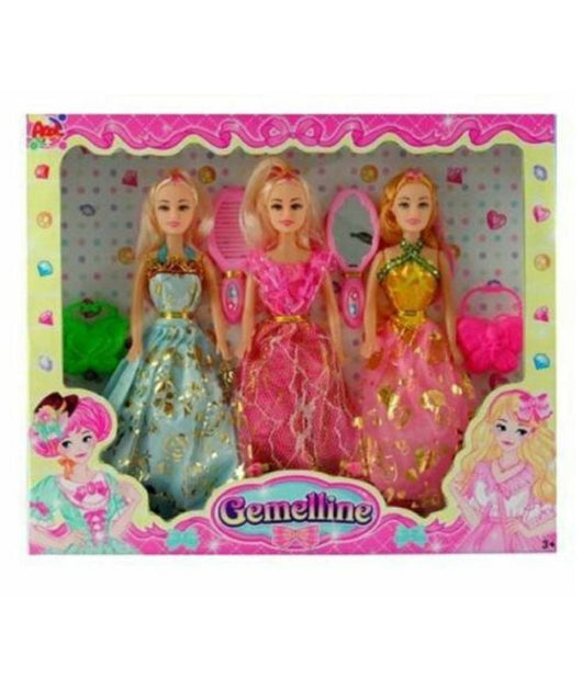 Gemelline 3 Bambole Bambola Con Accessori Giocattolo Gioco Bambina         