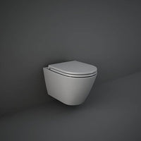 Sanitari sospesi opaco FEELING Rak Ceramics: vaso, bidet, copriwater soft-close Grigio Opaco