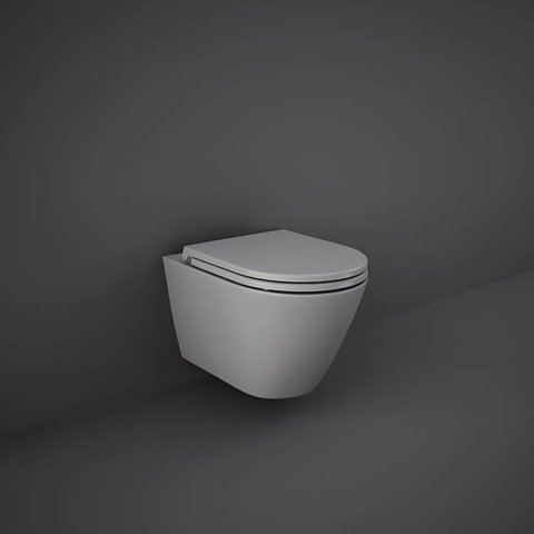 Sanitari sospesi opaco FEELING Rak Ceramics: vaso, bidet, copriwater soft-close Grigio Opaco