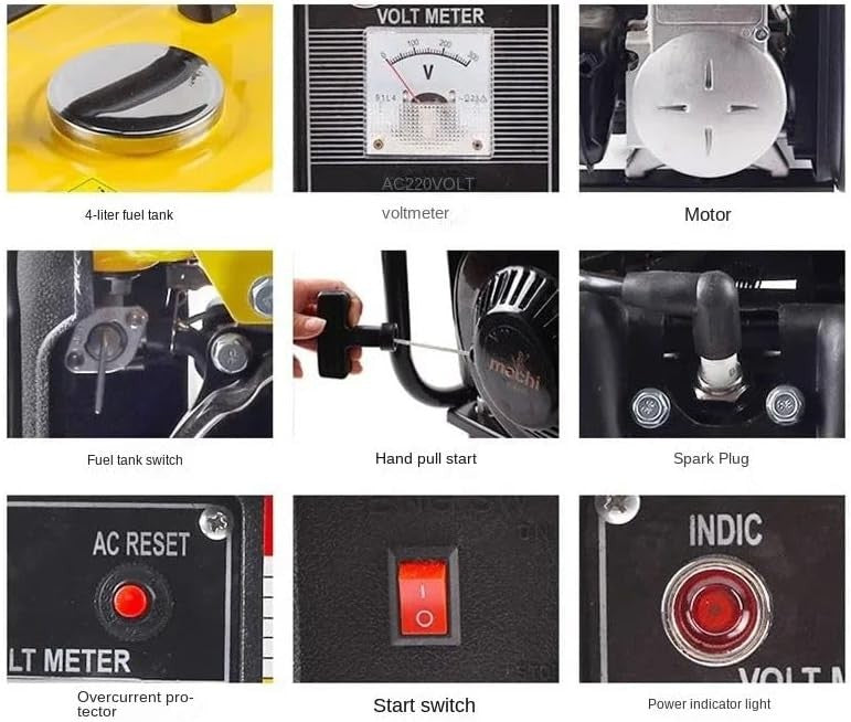 Generatore di Corrente Portatile, Potenza del Motore 1.5 KW, Motore 2 Tempi Silenziato