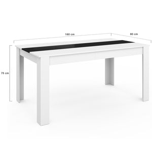 IDMarket - GEORGIA Tavolo da pranzo rettangolare bianco e nero per 8 persone 160 x 80 cm
