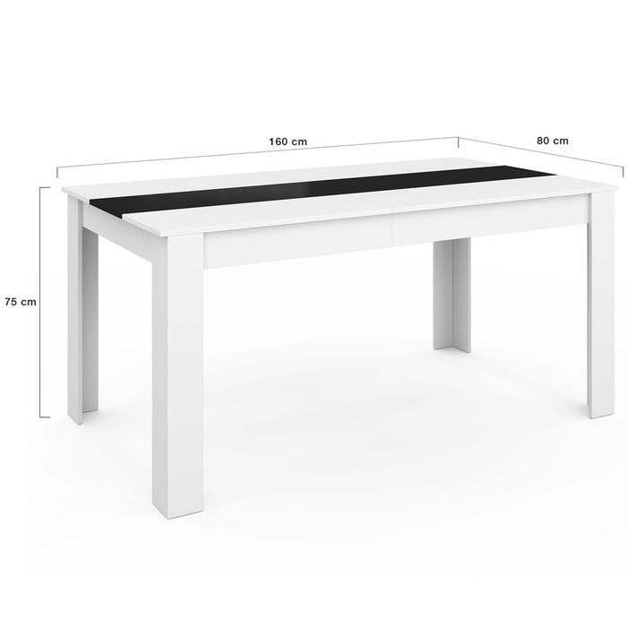 IDMarket - GEORGIA Tavolo da pranzo rettangolare bianco e nero per 8 persone 160 x 80 cm