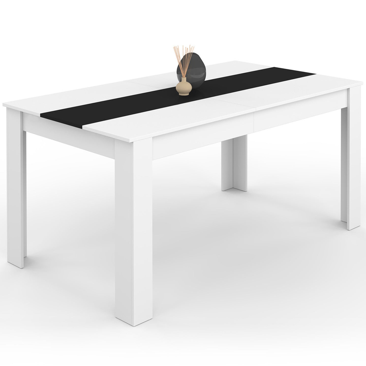 IDMarket - GEORGIA Tavolo da pranzo rettangolare bianco e nero per 8 persone 160 x 80 cm