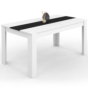 IDMarket - GEORGIA Tavolo da pranzo rettangolare bianco e nero per 8 persone 160 x 80 cm