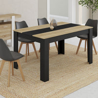 IDMarket - GEORGIA Tavolo da pranzo rettangolare per 6 persone in simil-faggio e nero 140 x 90 cm