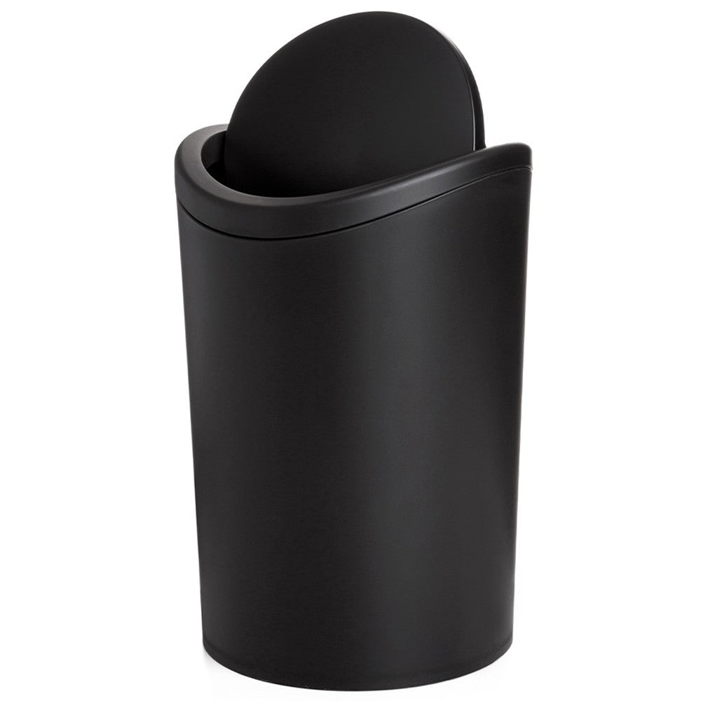Pattumiera bagno in polipropilene nero 6 Lt con coperchio basculante