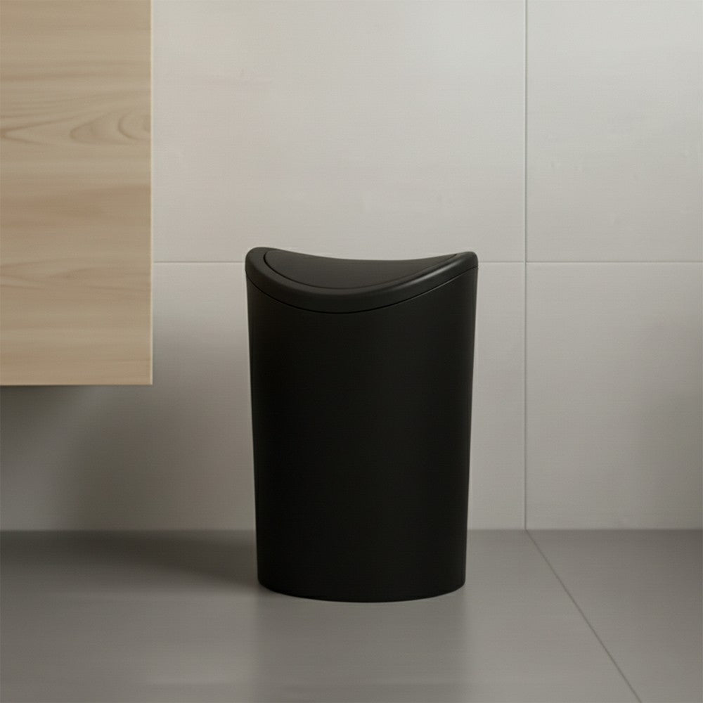 Pattumiera bagno in polipropilene nero 6 Lt con coperchio basculante