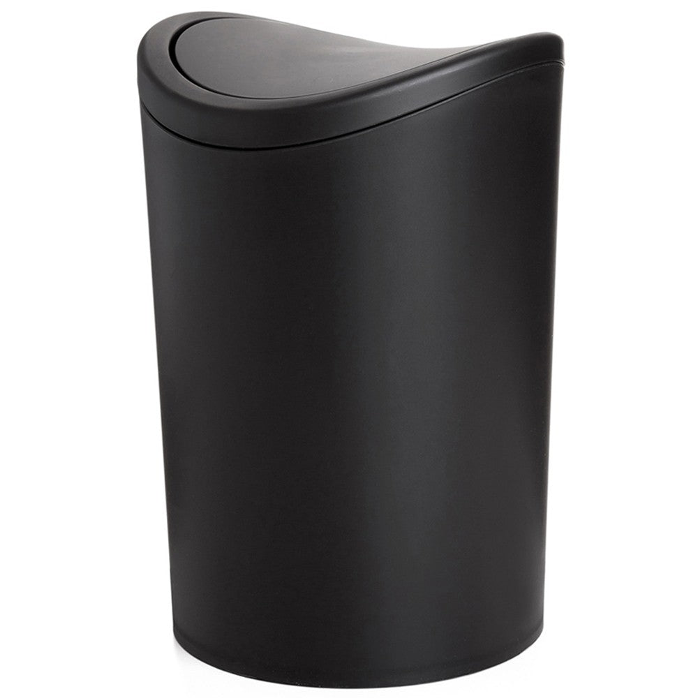 Pattumiera bagno in polipropilene nero 6 Lt con coperchio basculante