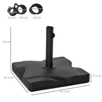 Base per Ombrellone in Plastica da 20kg per Pali da 32-38-48mm, 41.5x41.5x35cm