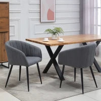 Set 2 Sedie Imbottite Moderne con Rivestimento in Tessuto per Soggiorno e Salotto, Grigio Scuro