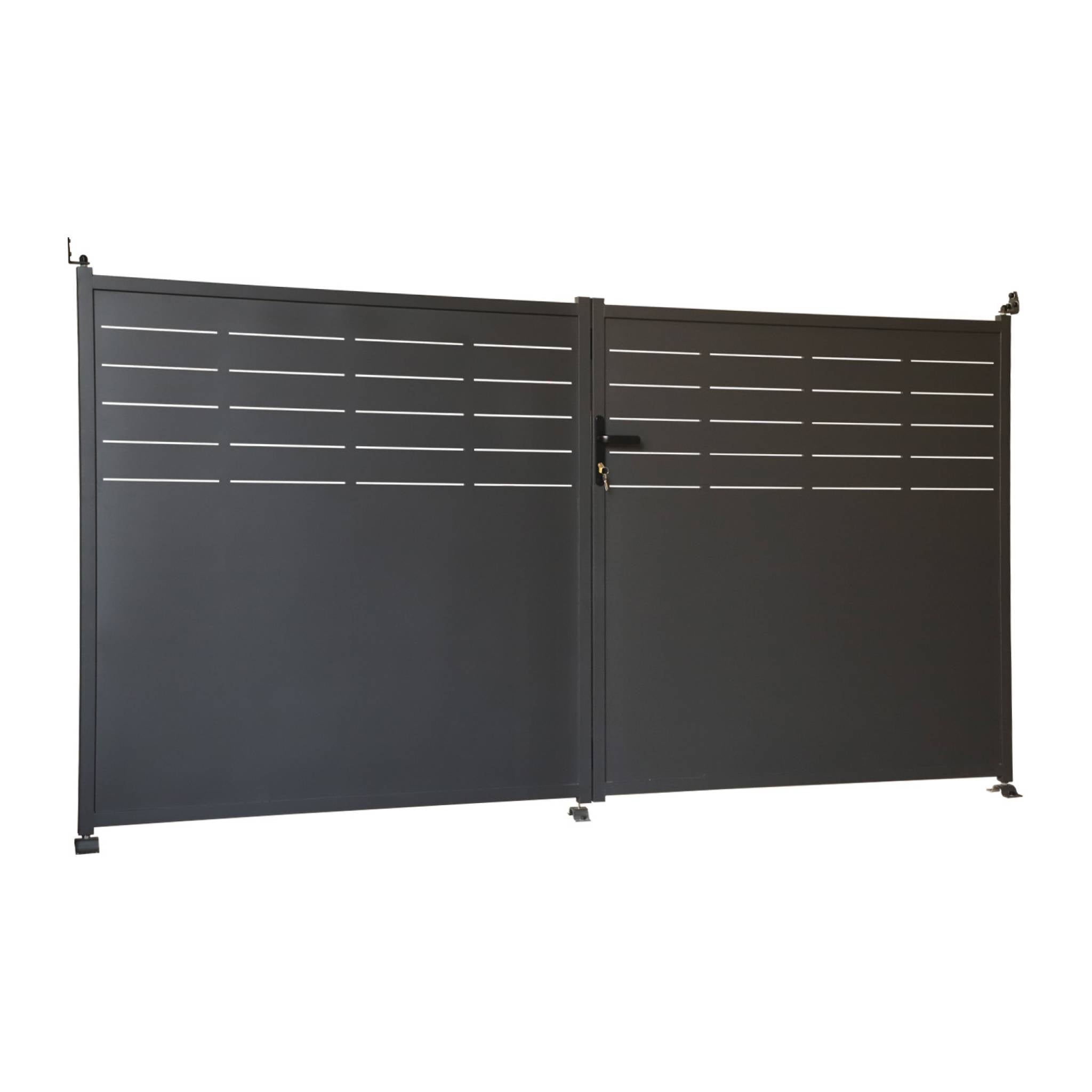 Cancello da giardino in acciaio zincato a 2 ante con serratura e