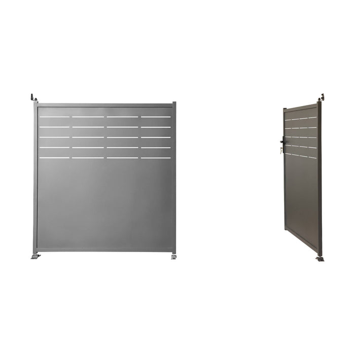 Cancello da giardino in acciaio zincato a 2 ante con serratura e